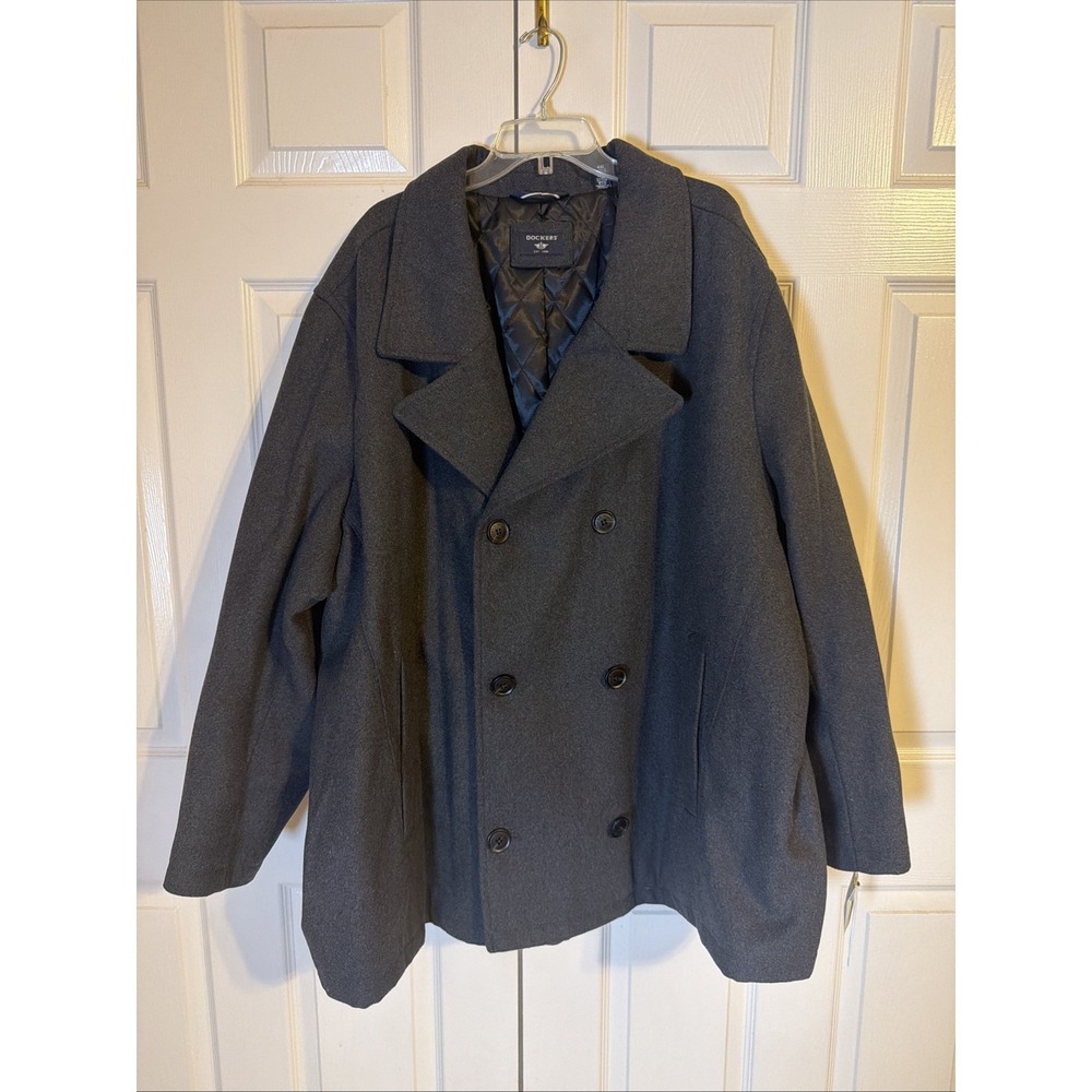 Dockers Big @ Tall NWT MEN 4XL 20% Wool Pockets Gray Casual Outdoors Coat